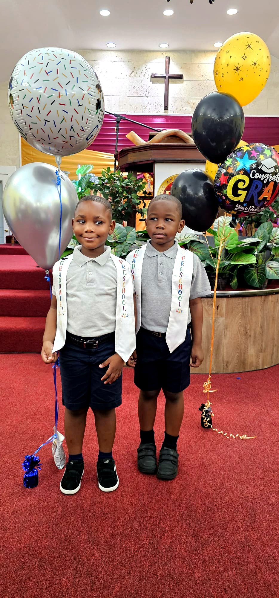 Preschool graduates celebrating